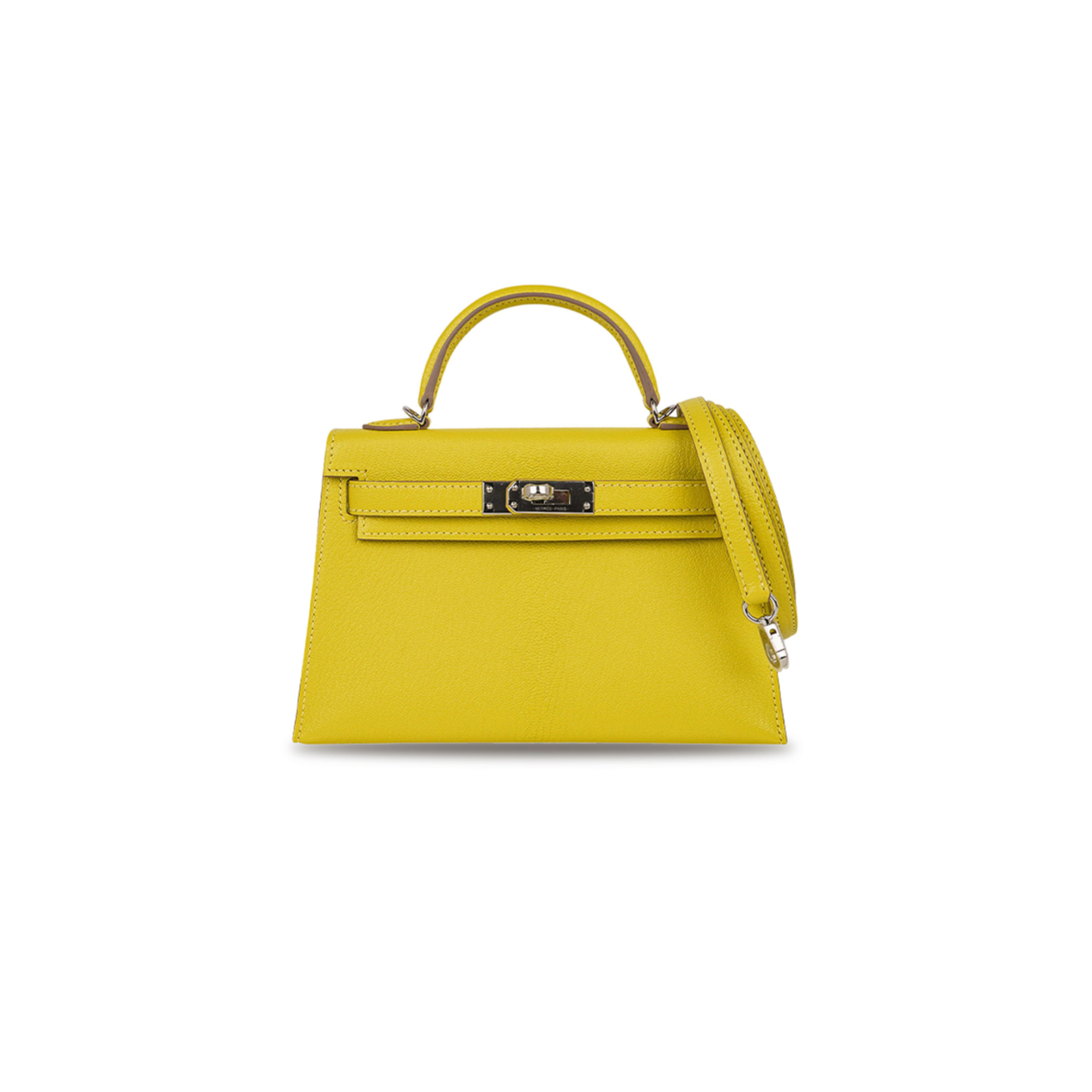 H**mes master mini kelly ii lime chevre leather palladium hardware (19*12*5.5cm)